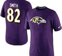 NEW Baltimore Ravens #82 Smith Name & Number T-Shirt Purple