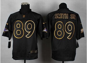 NEW Baltimore Ravens #89 Steve Smith Sr Black Gold No. Fashion NFL Elite Jersey