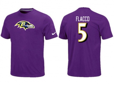 NEW Baltimore Ravens 5 Flacco Name & Number T-Shirt- Purple