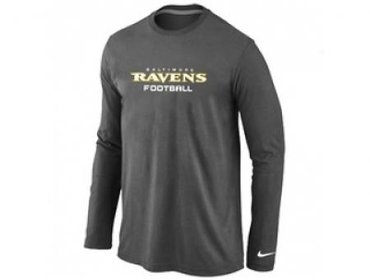 NEW Baltimore Ravens Authentic font Long Sleeve T-Shirt D.Grey