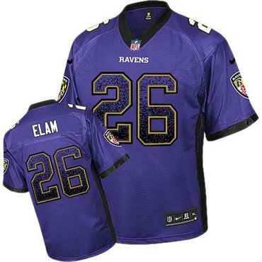 NEW Baltimore ravens #26 Matt Elam Purple Stitched NFL Elite Drift Fashion Jerseys