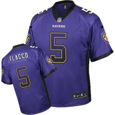 NEW Baltimore ravens 5 Joe Flacco Purple Team Color Stitched NFL Elite Drift Fashion Jersey