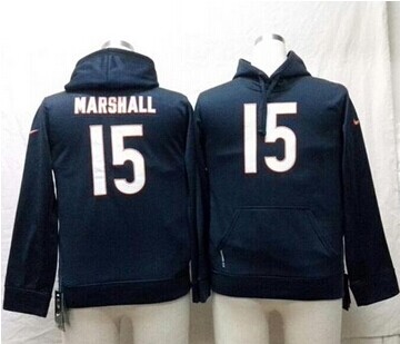 NEW Bears #15 Brandon Marshall Navy Blue Youth Pullover NFL Hoodie