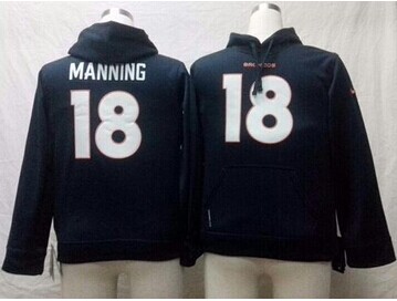 NEW Broncos #18 Peyton Manning Navy Blue Youth Pullover NFL Hoodie
