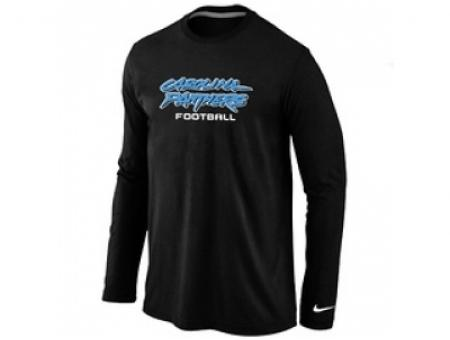 NEW Carolina Panthers Authentic font Long Sleeve T-Shirt Black