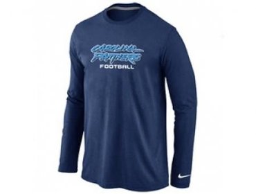 NEW Carolina Panthers Authentic font Long Sleeve T-Shirt D.Blue