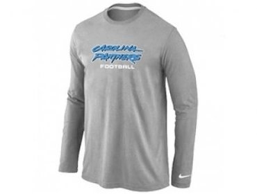 NEW Carolina Panthers Authentic font Long Sleeve T-Shirt Grey