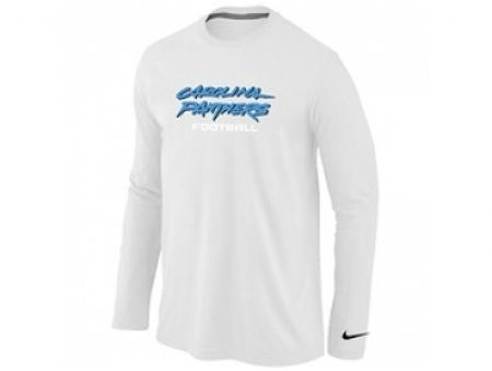 NEW Carolina Panthers Authentic font Long Sleeve T-Shirt White