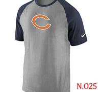 NEW Chicago Bears Ash Tri Big Play Raglan NFL T-Shirt Grey Navy Blue