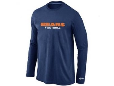 NEW Chicago Bears Authentic font Long Sleeve T-Shirt D.Blue