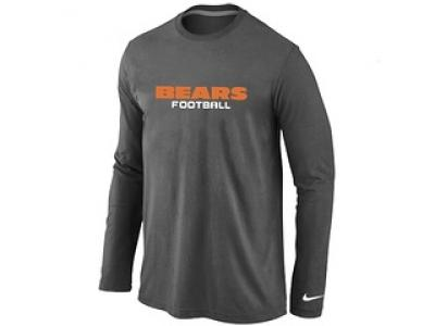 NEW Chicago Bears Authentic font Long Sleeve T-Shirt D.Grey