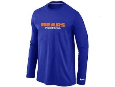 NEW Chicago Bears Authentic font Long Sleeve T-Shirt blue