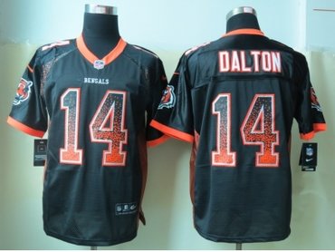 NEW Cincinnati Bengals #14 Dalton Black Jerseys(Drift Fashion Elite)