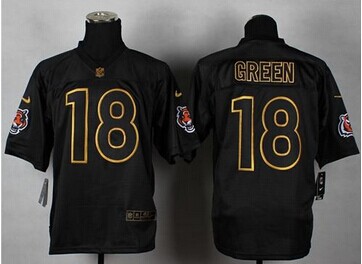 NEW Cincinnati Bengals #18 A.J. Green Black Gold No. Fashion NFL Elite Jersey