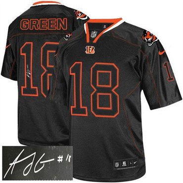 NEW Cincinnati Bengals #18 A.J. Green Lights Out Black Jerseys(Signed Elite)