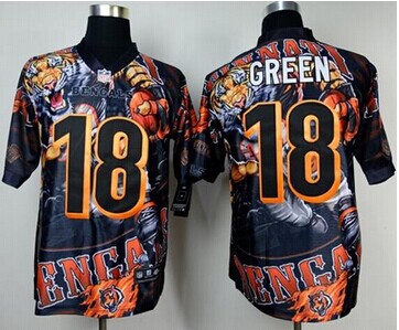 NEW Cincinnati Bengals #18 A.J. Green Team Color NFL Fanatical Version Jersey