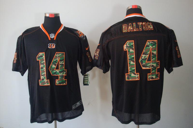 NEW Cincinnati Bengals 14 Andy Dalton Lights Out Black Elite Jerseys(Camo Number)