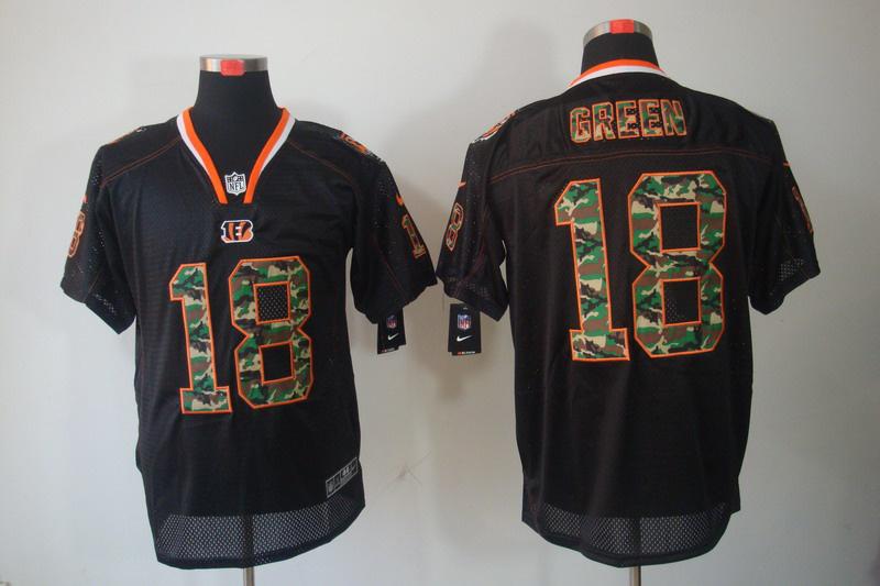 NEW Cincinnati Bengals 18 A.J. Green Lights Out Black Elite Jerseys(Camo Number)