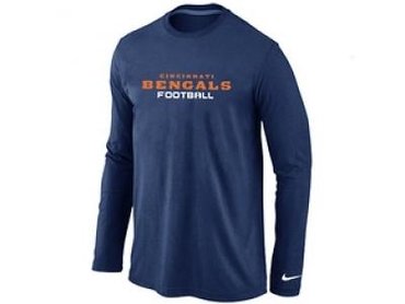 NEW Cincinnati Bengals Authentic font Long Sleeve T-Shirt D.Blue