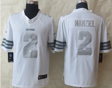 NEW Cleveland Browns #2 Johnny Manziel White NFL Limited Platinum Jersey