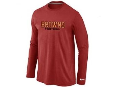 NEW Cleveland Browns Authentic font Long Sleeve T-Shirt Red