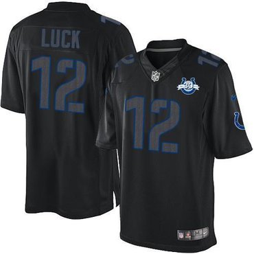 NEW Colts #12 Andrew Luck Black With 30TH Seasons Patch Men's Stitched NFL Impact Limited Jersey