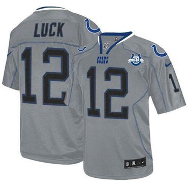 NEW Colts #12 Andrew Luck Lights Out Grey With 30TH Seasons Patch Youth Stitched NFL Elite Jersey