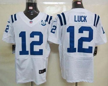NEW Colts #12 Andrew Luck White With 30TH Seasons Patch Men's Stitched NFL Elite Jersey