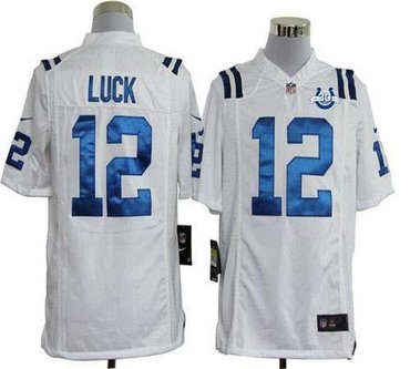 NEW Colts #12 Andrew Luck White With 30TH Seasons Patch Men's Stitched NFL Game Jersey