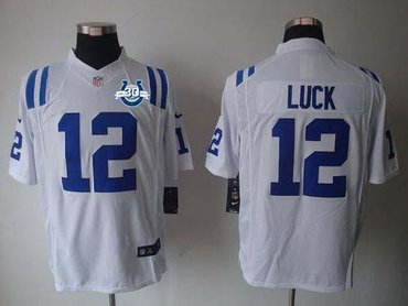 NEW Colts #12 Andrew Luck White With 30TH Seasons Patch Men's Stitched NFL Limited Jersey