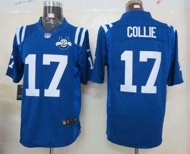 NEW Colts #17 Austin Collie Royal Blue Team Color With 30TH Seasons Patch Men's Stitched NFL Limited Jersey