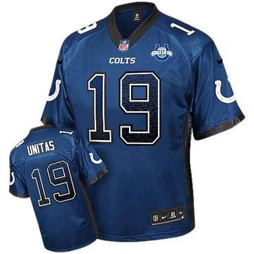 NEW Colts #19 Johnny Unitas Royal Blue Team Color With 30TH Seasons Patch Men's Stitched NFL Elite Drift Fashion Jersey