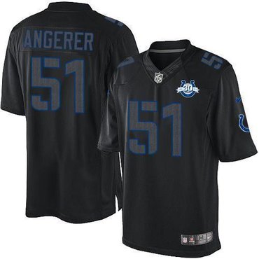 NEW Colts #51 Pat Angerer Black With 30TH Seasons Patch Men's Stitched NFL Impact Limited Jersey