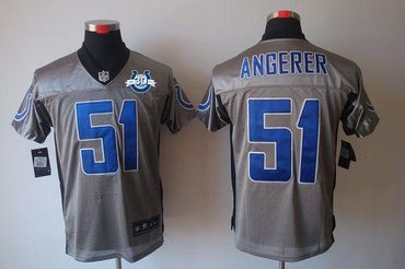 NEW Colts #51 Pat Angerer Grey Shadow With 30TH Seasons Patch Men's Stitched NFL Elite Jersey