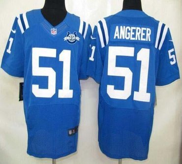 NEW Colts #51 Pat Angerer Royal Blue Team Color With 30TH Seasons Patch Men's Stitched NFL Elite Jersey