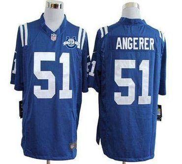 NEW Colts #51 Pat Angerer Royal Blue Team Color With 30TH Seasons Patch Men's Stitched NFL Game Jersey