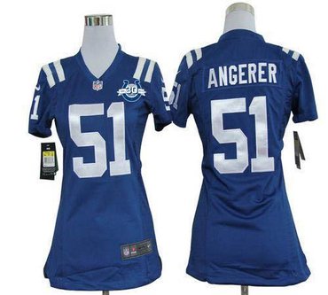 NEW Colts #51 Pat Angerer Royal Blue Team Color With 30TH Seasons Patch Women's Stitched NFL Elite Jersey