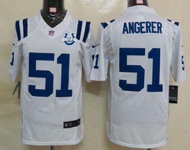 NEW Colts #51 Pat Angerer White With 30TH Seasons Patch Men's Stitched NFL Limited Jersey