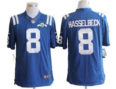 NEW Colts #8 Matt Hasselbeck Royal Blue Team Color With 30TH Seasons Patch Men's Stitched NFL Limited Jersey
