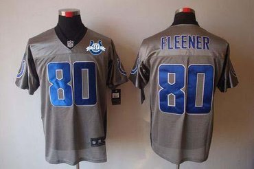 NEW Colts #80 Coby Fleener Grey Shadow With 30TH Seasons Patch Men's Stitched NFL Elite Jersey