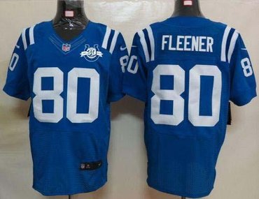NEW Colts #80 Coby Fleener Royal Blue Team Color With 30TH Seasons Patch Men's Stitched NFL Elite Jersey