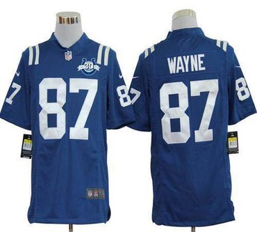 NEW Colts #87 Reggie Wayne Royal Blue Team Color With 30TH Seasons Patch Men's Stitched NFL Game Jersey