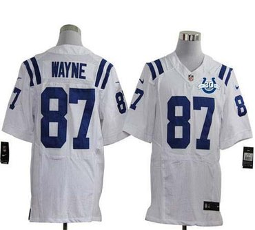 NEW Colts #87 Reggie Wayne White With 30TH Seasons Patch Men's Stitched NFL Elite Jersey
