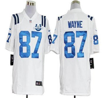 NEW Colts #87 Reggie Wayne White With 30TH Seasons Patch Men's Stitched NFL Game Jersey