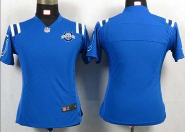 NEW Colts Blank Royal Blue Team Color With 30TH Seasons Patch Women's NFL Game Jersey