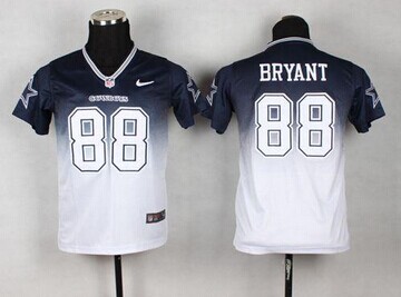 NEW Cowboys #88 Dez Bryant Navy Blue White Youth Stitched NFL Elite Fadeaway Fashion Jersey