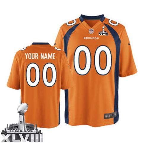 NEW DENVER BRONCOS SUPER BOWL XLVIII Youth NFL HOME Customized ORANGE JERSEY