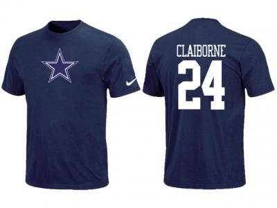NEW Dallas Cowboys #24 CLAIBORNE Name & Number T-Shirt Blue