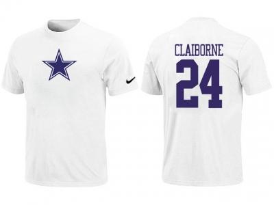 NEW Dallas Cowboys #24 CLAIBORNE Name & Number T-Shirt White