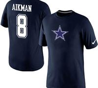 NEW Dallas Cowboys #8 Troy Aikman Player Name & Number T-Shirt Blue
